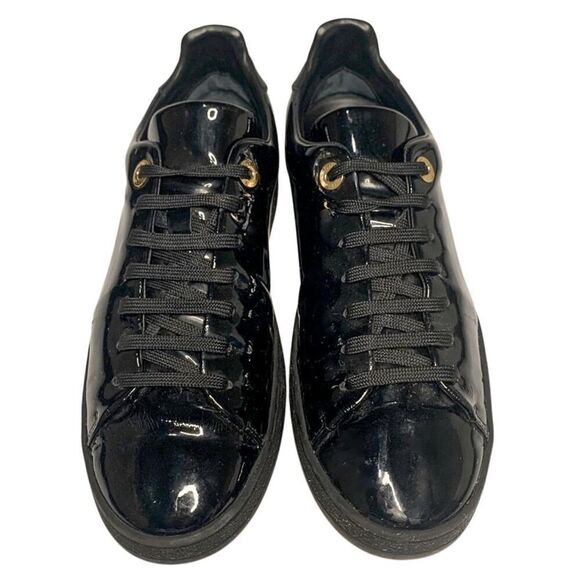 Louis Vuitton Frontrow Sneakers EU 39 US 9 Black Leather Low Top Lace Up Shoes - Picture 2 of 12